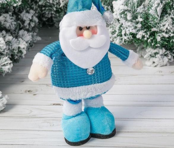 Мягкая игрушка Дед Мороз синяя шубка 13*40 см