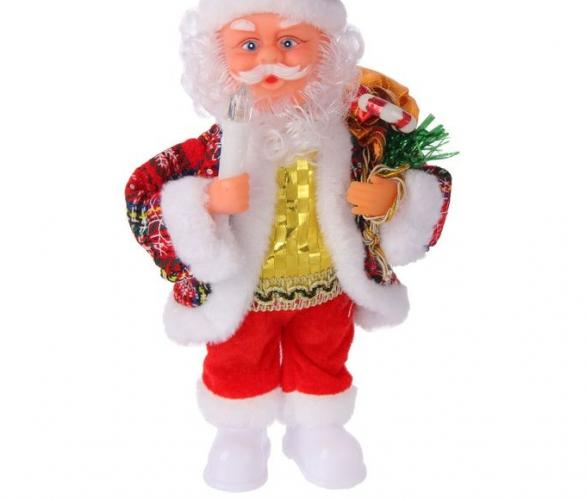 Дед Мороз, в цветастой шубке, со свечой, английская мелодия