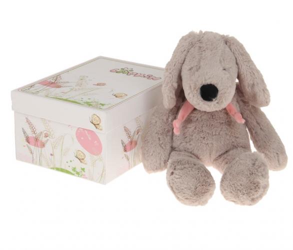 Мягкая игрушка Собака 40 см, цвет серый/розовый AT365195