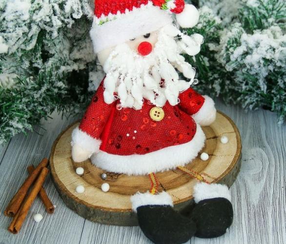 Мягкая игрушка Дед Мороз в кафтане 15*30 см
