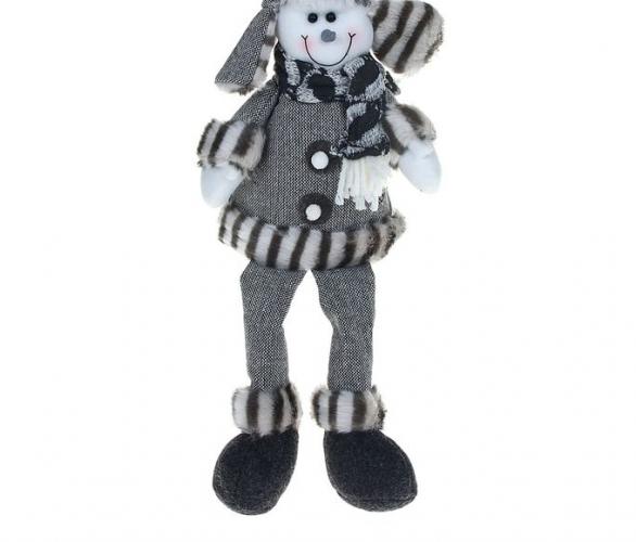Мягкая игрушка Снеговик в сером костюме (длинные ножки)