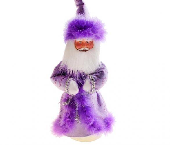 Мягкая игрушка Дед Мороз в фиолетовой шубе с пухом