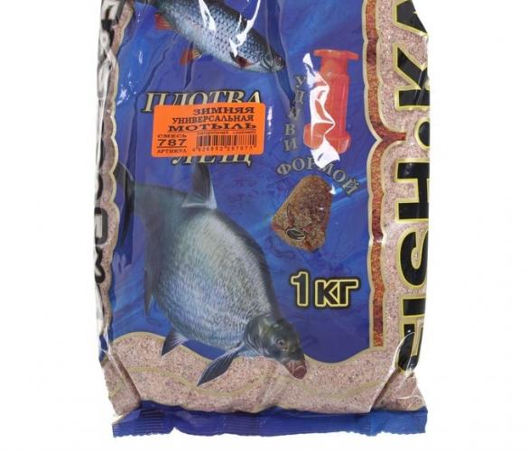 Прикормка Fish-ka зима Универсальная, мотыль сушёный смесь, вес 1кг