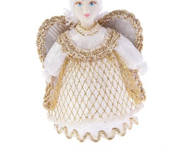 Новогодняя сувенирная кукла-подвеска Ангел МИКС  12,5 смх8 см (АК74)