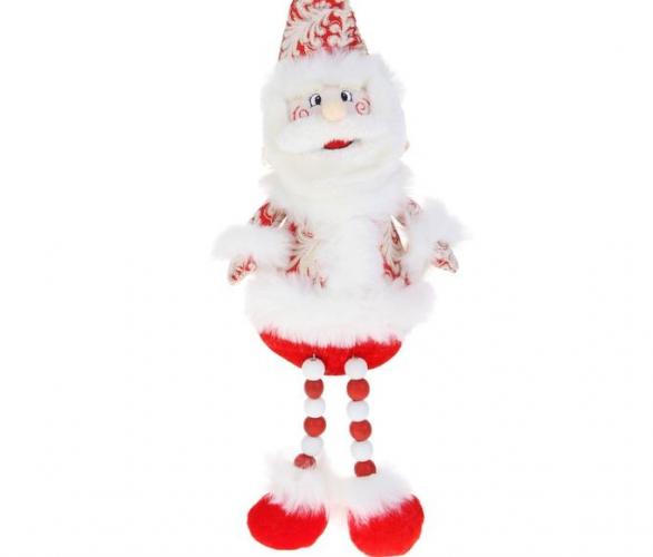 Мягкая игрушка Дед Мороз (кружевной, красный, ножки-бусины)
