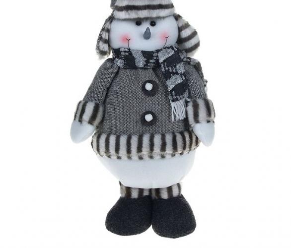Мягкая игрушка Снеговик в сером костюме (пуговка)