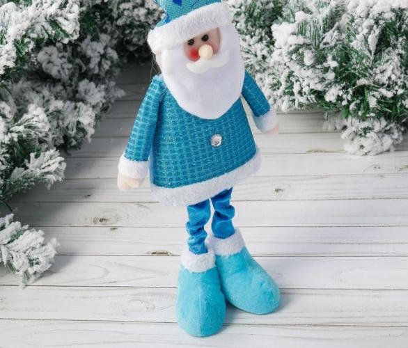 Мягкая игрушка Дед Мороз синяя шубка 10*37 см