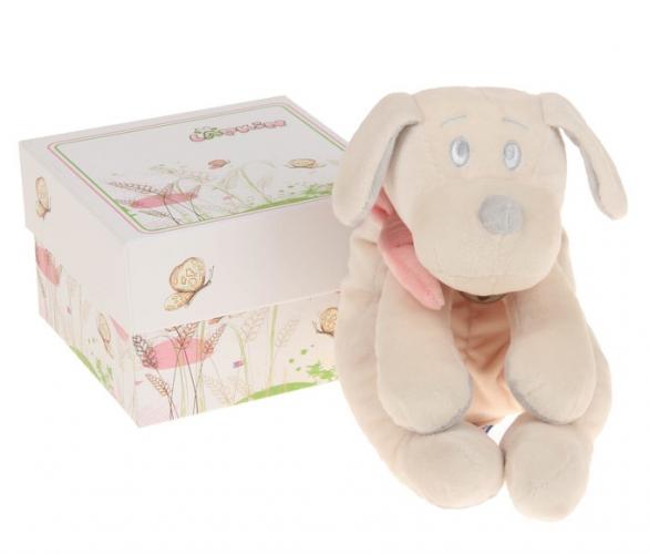 Мягкая игрушка Собака 30 см, цвет белый/розовый AT365205