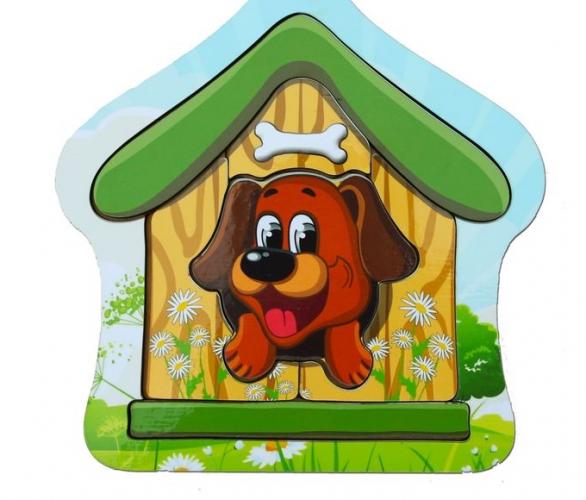 Рамка-вкладыш деревянная Собака в будке