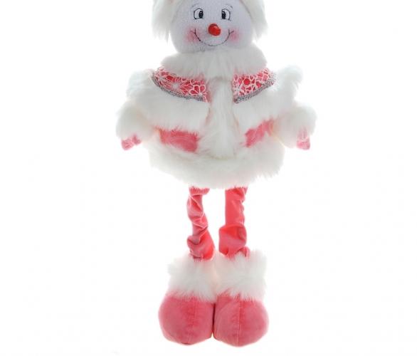 Мягкая игрушка Снеговик в розовом (белые кружева)