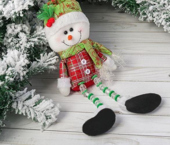Мягкая игрушка Снеговик шапочка с ягодками 11*35 см