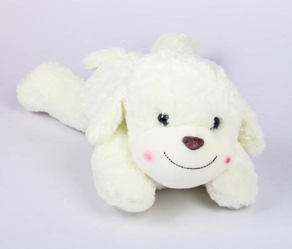 Мягкая игрушка Собака  белая с бантом. (лежит) 45 см. 938/691