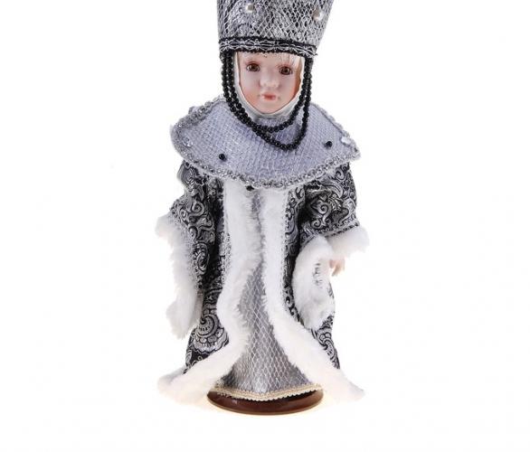 Кукла коллекционная Снегурочка-царевна, в серебристо-чёрной шубке