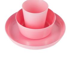 Набор детской посуды Little Angel, 3 предмета: тарелка 450 мл, миска 430 мл, стакан 270 мл, от 6 мес., цвет розовый перламутр