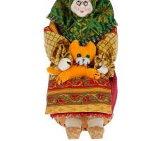 Новогодняя кукла-шкатулка Бабушка с котом 22 см  МИКС