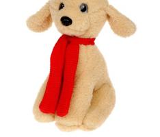 Мягкая игрушка Собака с шарфом сидит, цвет МИКС, 28 см