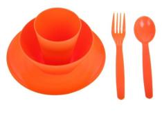 Набор посуды для детей, 5 предметов: тарелка, миска, стакан, ложка и вилка, цвет мандарин