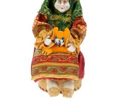 Новогодняя кукла на шкатулке Бабуся с котиком (SHT24d)