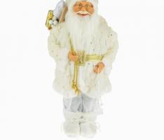 Дед Мороз, в белой шубке, с подарками