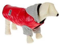 Куртка для собак на флисовом подкладе, размер S (ДС 25 см, ОШ 30 см, ОГ 34 см), красная
