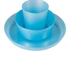Набор детской посуды Little Angel, 3 предмета: тарелка 450 мл, миска 430 мл, стакан 270 мл, от 6 мес., цвет голубой перламутр