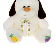 Мягкая игрушка Собака с бантом и колокольчиком №1, цвета МИКС