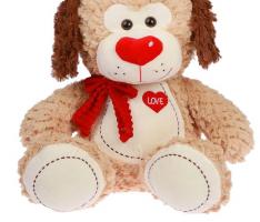 Мягкая игрушка Собака с бантом и сердцем №2, 38 см