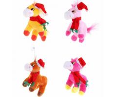 Мягкая игрушка-присоска Лошадь в шапке с шарфом цвета МИКС