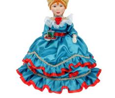 Авторская сувенирная кукла на чайник Купчиха в синем