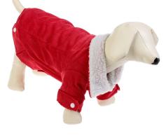 Курточка для собак на меховом подкладе, размер S (ДС 27 см, ОГ 45 см, ОШ 36 см), красная