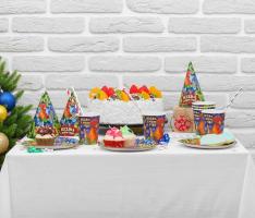 Набор для праздника Веселья в Новом году петух (колпаки, тарелки, стаканы) 18 предметов