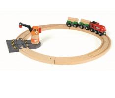 Набор игровой BRIO: железная дорога, подъёмный кран, товарный поезд, 15 деталей