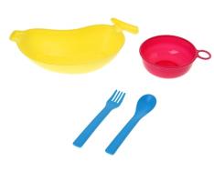 Набор детской посуды Кабачок, 4 предмета: кружка 150 мл, миска 300 мл, ложка, вилка, цвета МИКС