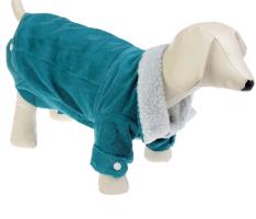 Курточка для собак на меховом подкладе, размер M (ДС 34 см, ОГ 50 см, ОШ 36 см), синяя